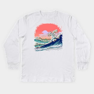 Fuji at Sea of Pugs Kids Long Sleeve T-Shirt